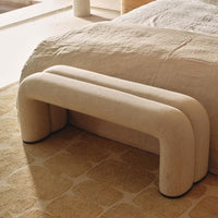 Zara Ottoman Ivory styled at the end of a bed