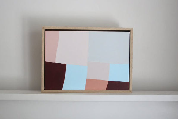 Oak framed Tracey Mock Original Artwork - Paddock Burgundy - 26 x 36cm