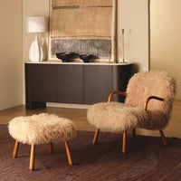 Frankie chair and ottoman styled in a living room