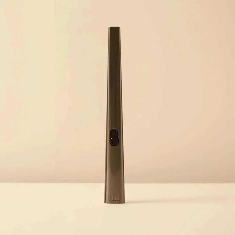 Gunmetal rechargeable lighter with USB-C charging, sleek zinc alloy design, and single-button ignition.