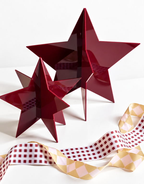 norsu STUDIO Christmas Standing Star Table Decoration, Burgundy (Various Sizes)
