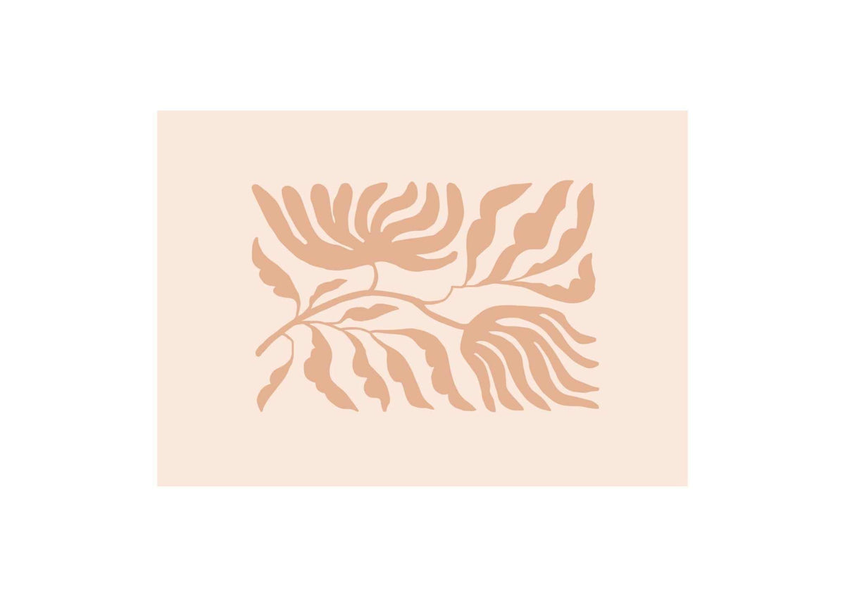Bold inspiring wall art with abstract flora print in warm earthy tones on fine art paper, available in various sizes and framing options.