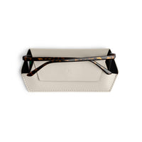 Fox and Leo slim 100% leather stone glasses case with magnetic closure and protective microfibre lining.