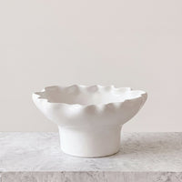 norsu STUDIO Living Sculptural Ceramic Pedestal Fruit Bowl in White | Norsu Interiors