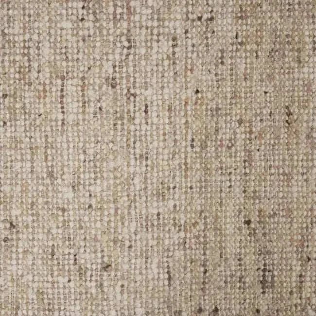 Close-up texture of GlobeWest Tepih Maren Rug in stone color, hand woven 100% wool
