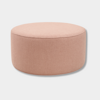 norsuSTUDIO Ottoman Gaia pink round handcrafted bouclé fabric footrest and coffee table alternative in various sizes
