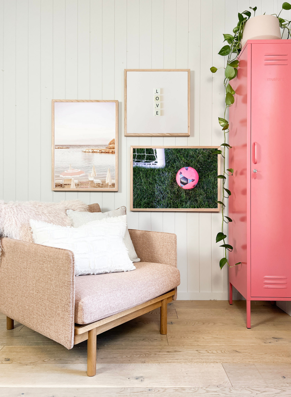 Gallery wall styling featuring the Free Kick print | Norsu Interiors