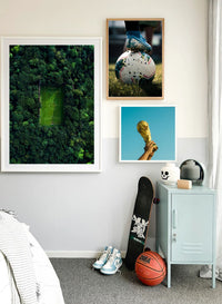 Kids room gallery wall featuring the Away Game print | Norsu Interiors