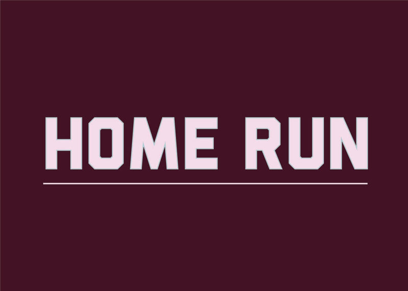 Home Run Print bold text wall art on dark background from Clubhouse Collection in various sizes