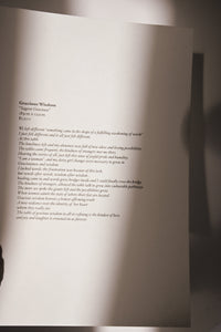 The written verse that accompanies the Gracious Wisdom artwork