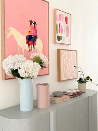 norsu Studio Flow ceramic petal vase in muted blush with scalloped rim and handcrafted finish