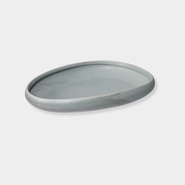 Oslo Matte soft blue ceramic platter, 38x27cm, dishwasher safe