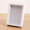 White norsu STUDIO Shadow Box A4 Frame with 3 cm depth, MDF construction, and clear perspex front, suitable for portrait or landscape display.
