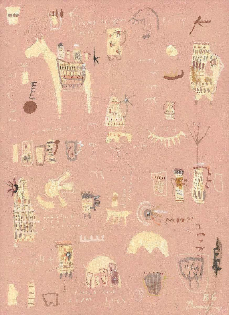 Limited edition fine art print by Bonnie Gray with abstract shapes and warm dusty pink tones on textured cotton paper