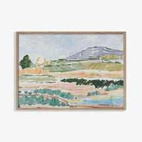 Marcia Priestley Limited Edition fine art canvas print "Home Camp" with landscape painting in floating oak frame