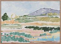 Marcia Priestley Limited Edition fine art canvas print depicting Home Camp landscape in soft pastel colors with floating oak frame option