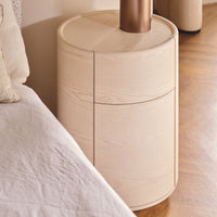 Rivo Round Bedside White Ash