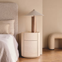 Rivo Round Bedside White Ash