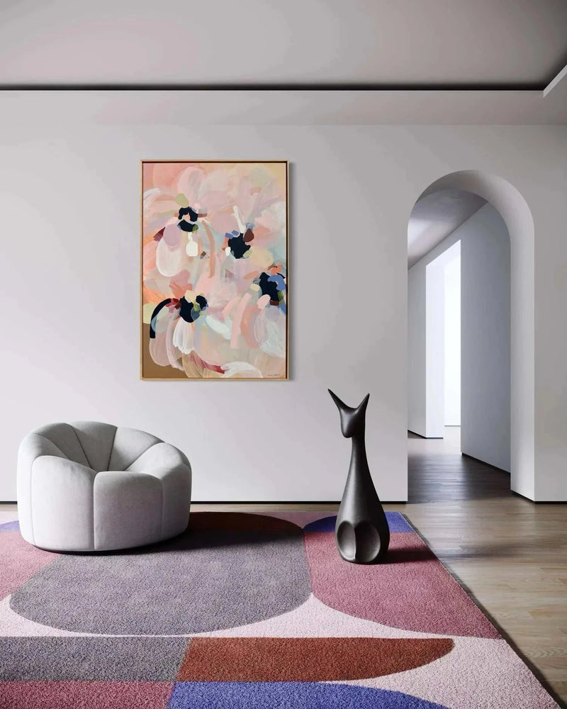 Prudence Demarchi Fine Art abstract floral canvas print Day Dream in modern living room setting