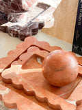 CoTheory Marble Tray, Scalloped Tray - Rosso Alicante