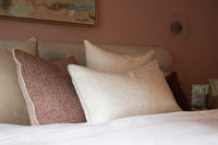 norsu Studio Forma Collection reversible blush Elysian Cushion with piping and feather-down filling