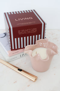 norsu Studio Flow blush ceramic two-in-one candle and vessel with Alhambra scent