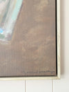 Oak framed Marcia Priestley signed canvas print with abstract design and natural tones