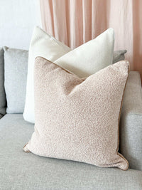 norsuHOME Cushions Fontaine Nude with Blush Leather piping
