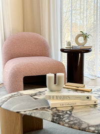 GlobeWest Oberon Curve Marble Coffee Table - Matt Ocean Marble, Natural Ash