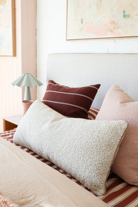 Vanilla Sculpt Lumbar Cushion from norsu STUDIO Forma Collection 90x40cm with luxe piping and feather-down filling