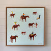 Lottie Rae Fine Art canvas print titled Gangstas' Paradise with horses and riders, 50x50cm framed in oak