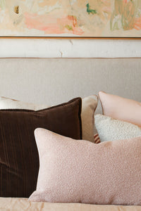 Baya Stria Cushion chocolate velvet with striped cut velvet and flange edge, 55x55cm, 100% cotton