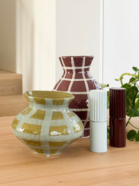 Heirloom Check Vase - Burgundy