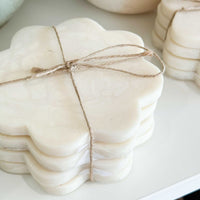 Madras Link placemats & coasters Aries Scallop Resin Coaster Set - Cream