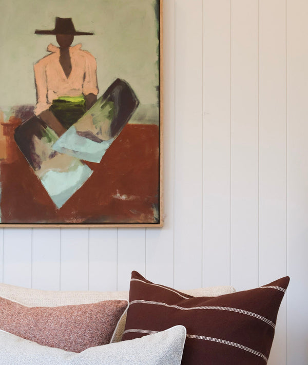 Oak Framed Marcia Priestley 'Chaps Verdigris' canvas print - 59x84cm - store pick up only