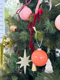 norsu STUDIO Glass Bauble tomato red with velvet ribbon on Christmas tree ornament