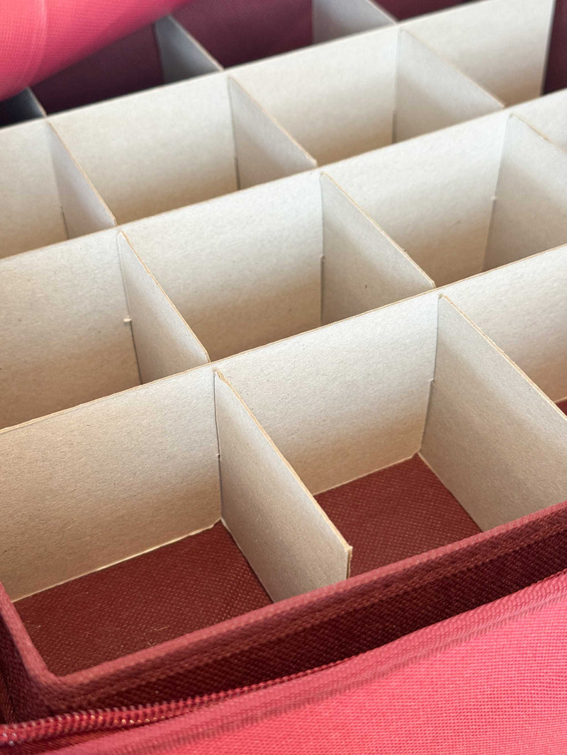 norsu Studio Christmas Ornament storage box with multiple compartments for organizing decorations