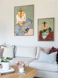Oak Framed Marcia Priestley 'Chaps Pascall' canvas print - 84x118.8cm - store pick up only