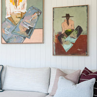 Oak Framed Marcia Priestley 'Chaps Verdigris' canvas print - 59x84cm - store pick up only