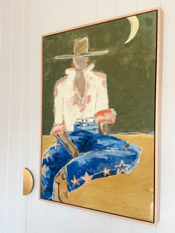 Oak Framed Marcia Priestley 'Chaps Star' canvas print - 59x84cm - store pick up only