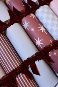 norsu STUDIO Oversized Luxe Christmas Crackers, Blue/Blush/Burgundy – Set of 6