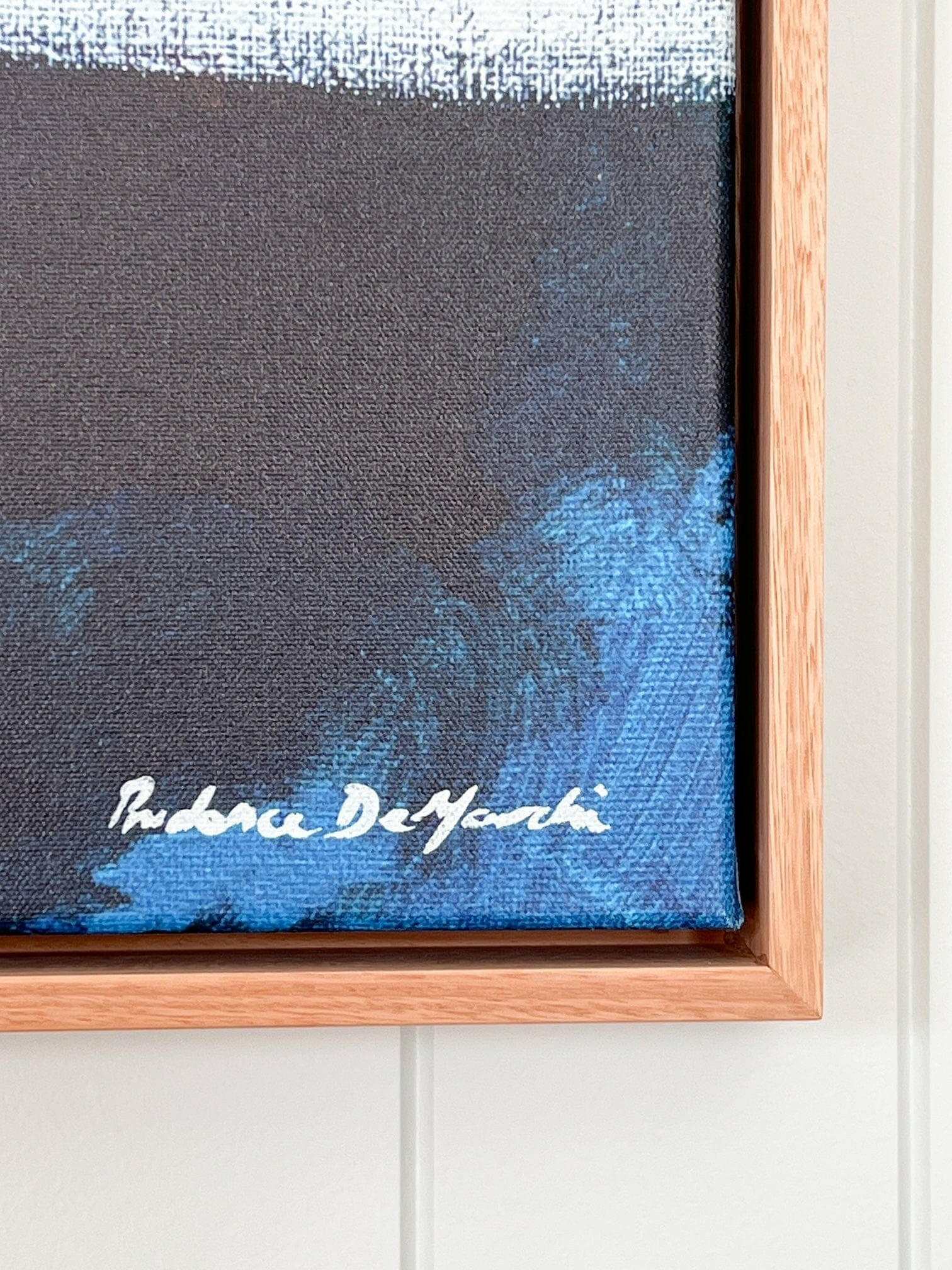 Prudence De Marchi signed abstract fine art canvas print titled Inconspicuous with framed wooden edge