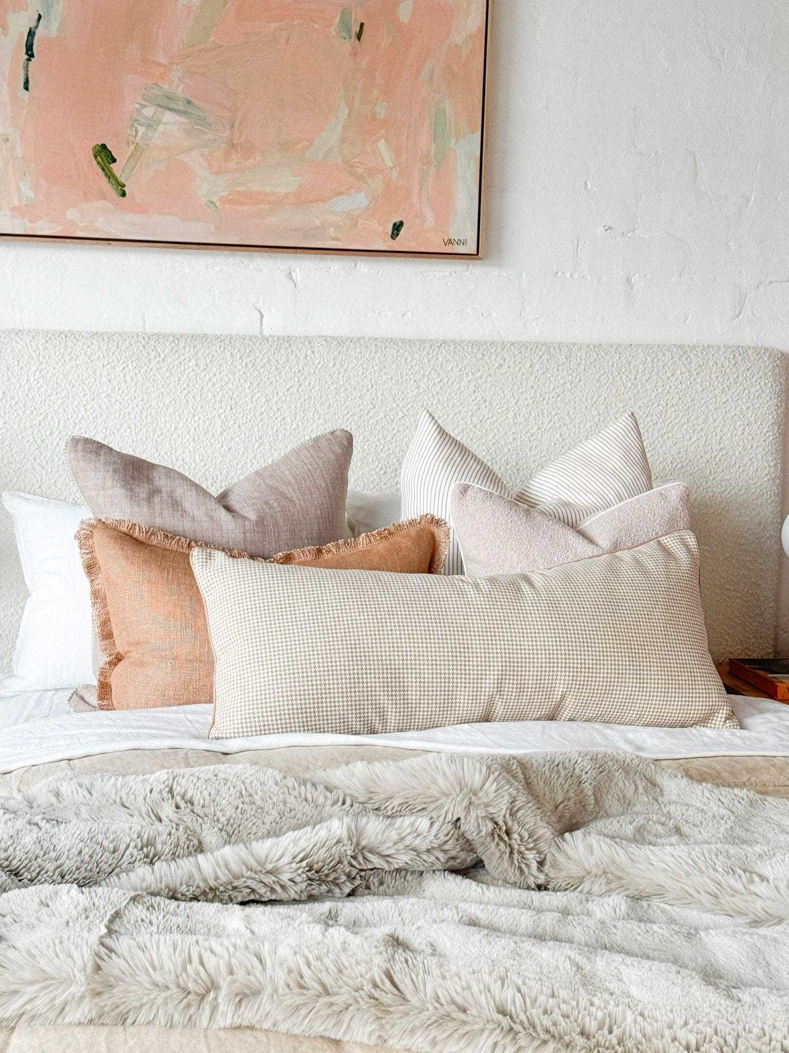 norsuSTUDIO Cushions norsu STUDIO - Forma Collection - Eden Lumbar Cushion, Honey Houndstooth 90 x 40cm