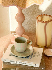 Robert Gordon Plate Robert Gordon Sage & Blush Check Ceramic Plate, Cat's Pyjamas