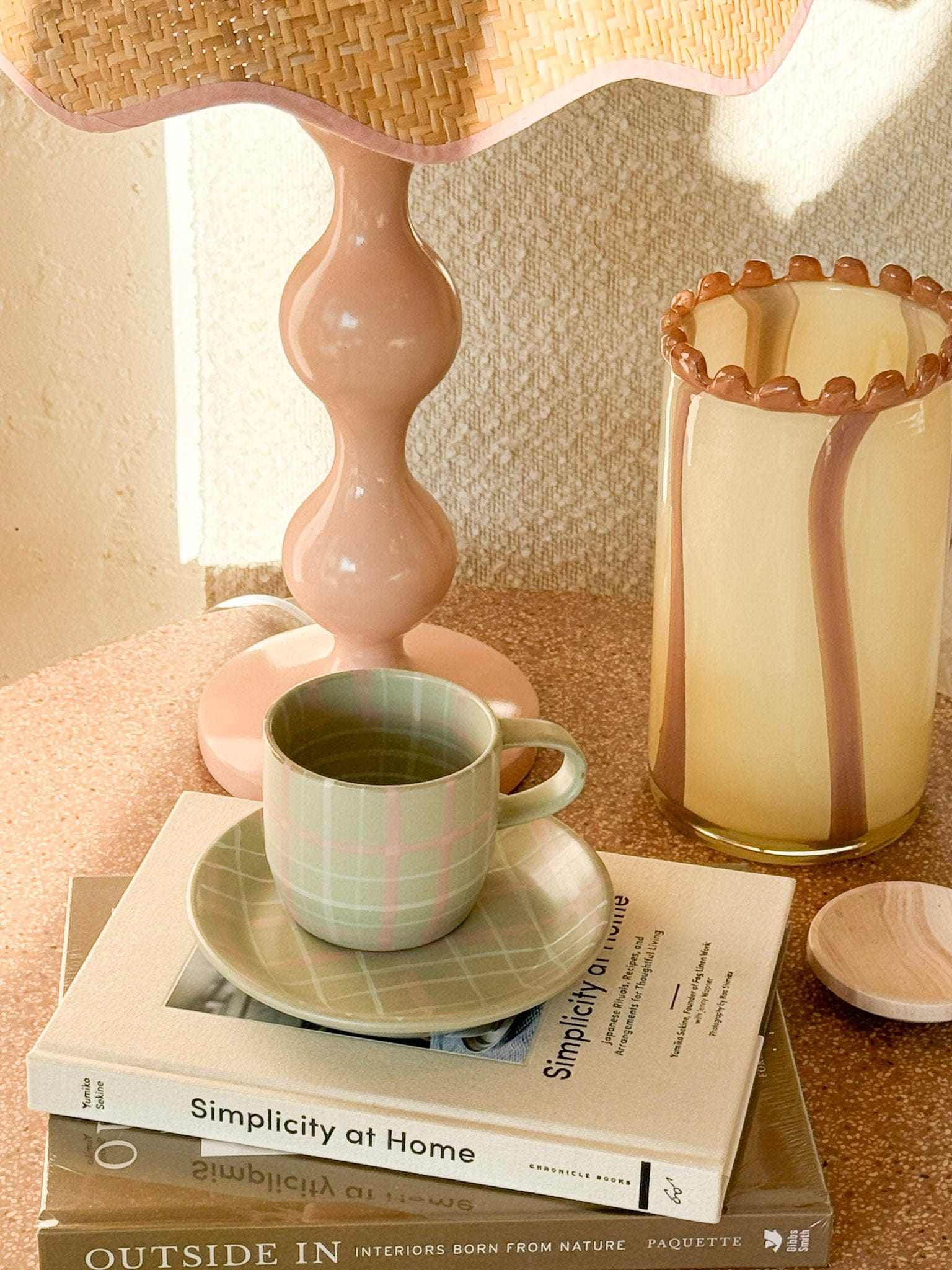 Robert Gordon Plate Robert Gordon Sage & Blush Check Ceramic Plate, Cat's Pyjamas