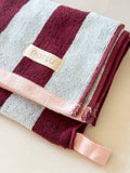 norsu STUDIO Cotton Tea & Hand Towel – Blue & Burgundy Stripe