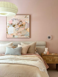 Vanni Limited Edition Dancing Sunshine abstract fine art canvas print with vibrant colors and floating oak frame option