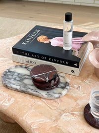 norsu STUDIO Rosso Levanto marble coasters set of two with burgundy tones and natural veining