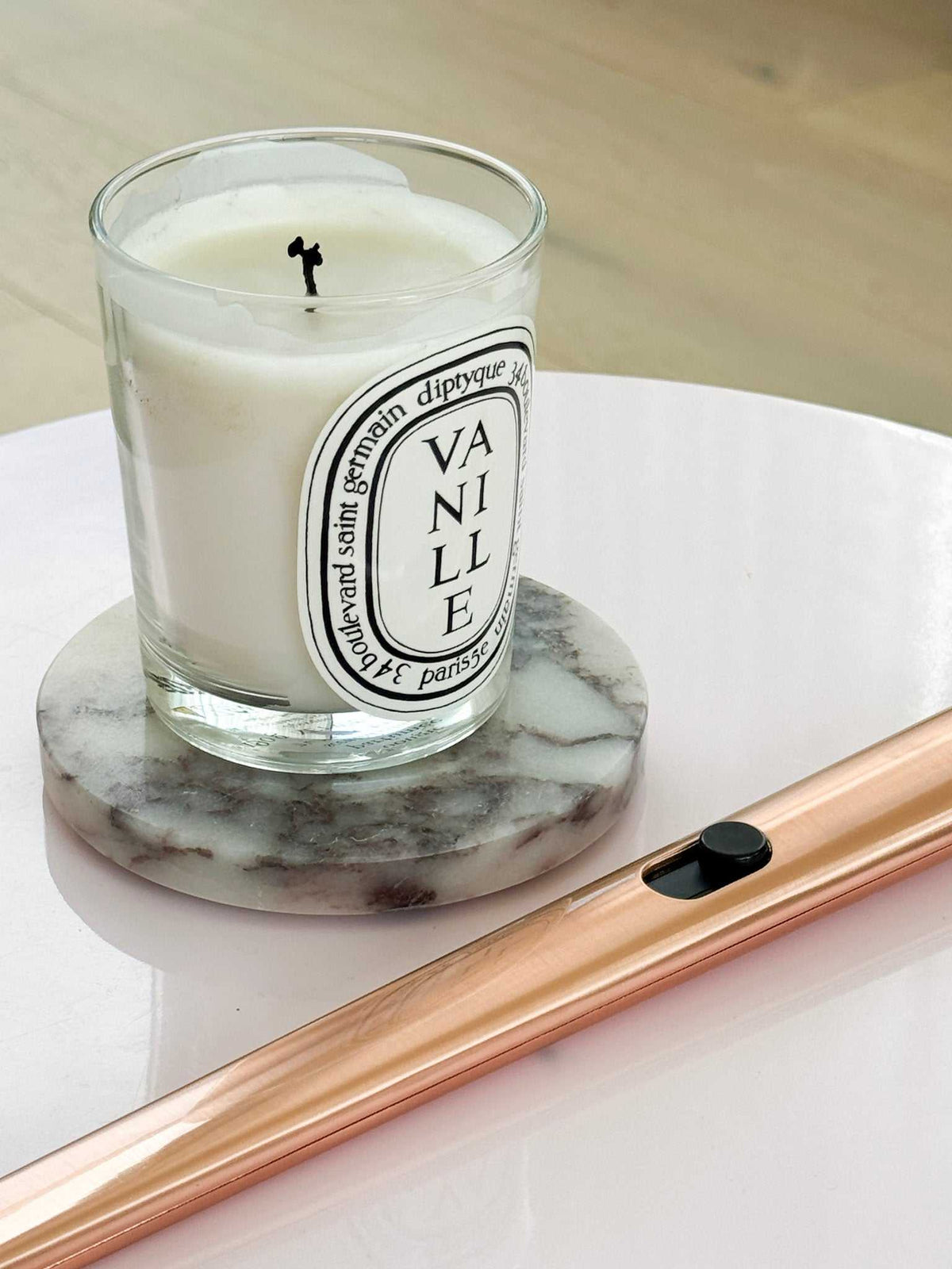 Set of two norsu Studio Viola Marble Coasters with distinctive purple veining and polished finish