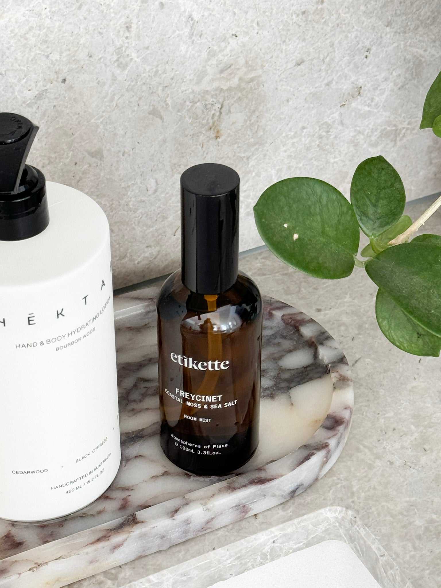 norsu Studio Viola Marble Oval Tray with purple veining, elegant oval shape, and polished finish for stylish organization